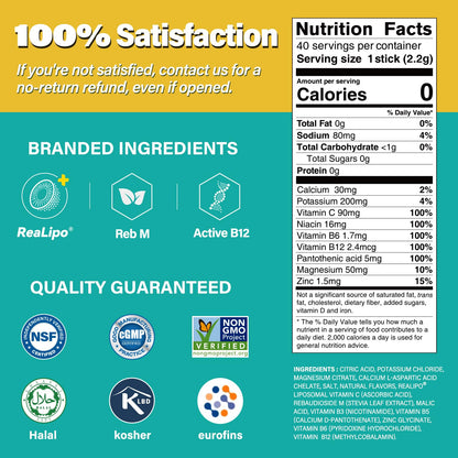 ZestLytes 40 Sticks Low Sodium Sugar Free & 0 Calorie Electrolyte Hydration Packets, Lightly Sweet Electrolyte Powder Drink Mix, Liquid Daily IV Flavors | Lemon Orange Peach Grapefruit - PrimeBioHealth - canada supplements