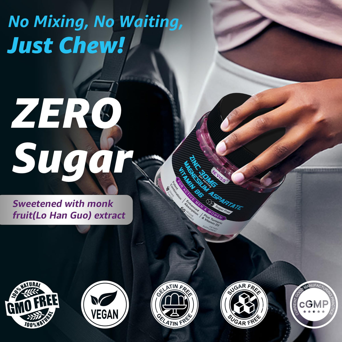 Zinc and Magnesium Supplement, Zinc Magnesium Aspartate Post Workout Gummies for Men Women, with Vitamin B6, B12, D3, Turmeric for Nighttime Recovery, Reduce Fatigue, Boost Immunity & Sleep, 120 Count - PrimeBioHealth - canada supplements