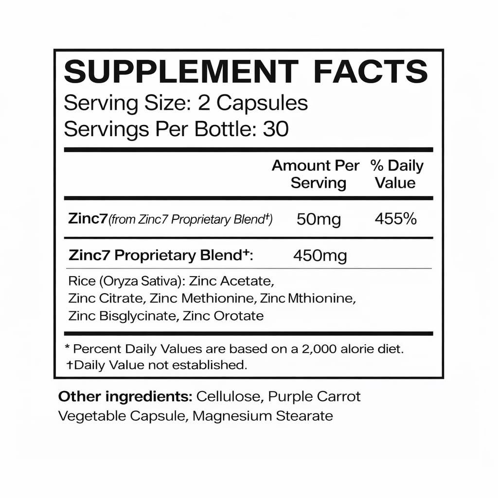 Zinc7: 7-in-1 Zinc Complex 50mg - Maximum Absorption for Immune Defense, Deep Sleep & All-Day Energy | Hormone Balance, Mental Focus - PrimeBioHealth - canada supplements